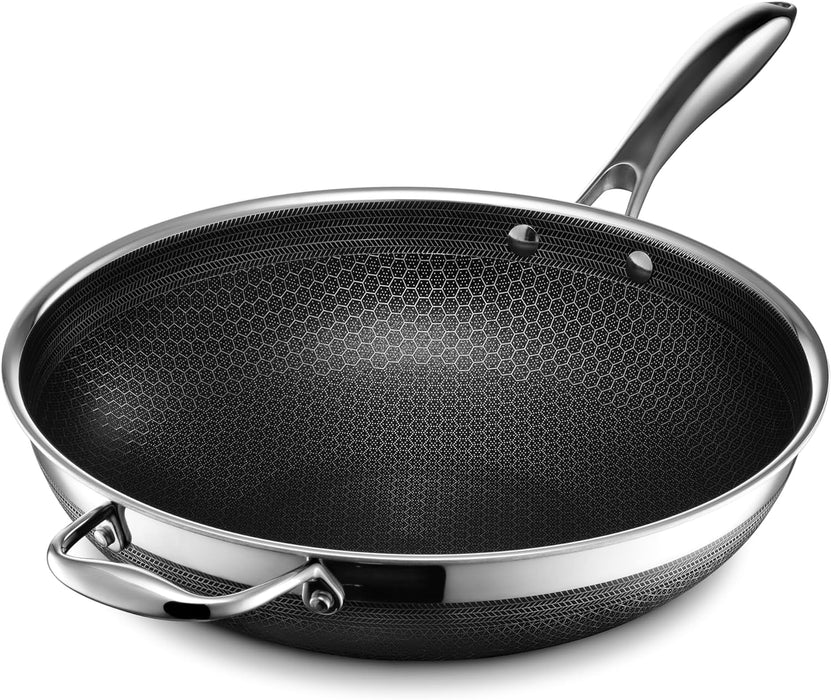 Hex Pan Textured Non Stick 12.5 Inch Stainless Steel Wok