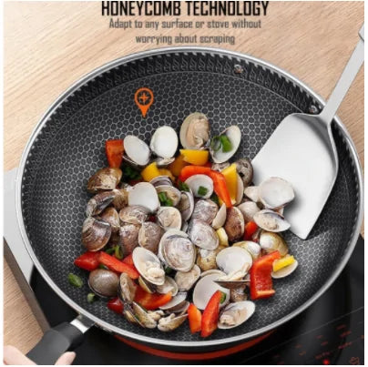 Hex Pan Textured Non Stick 12.5 Inch Stainless Steel Wok