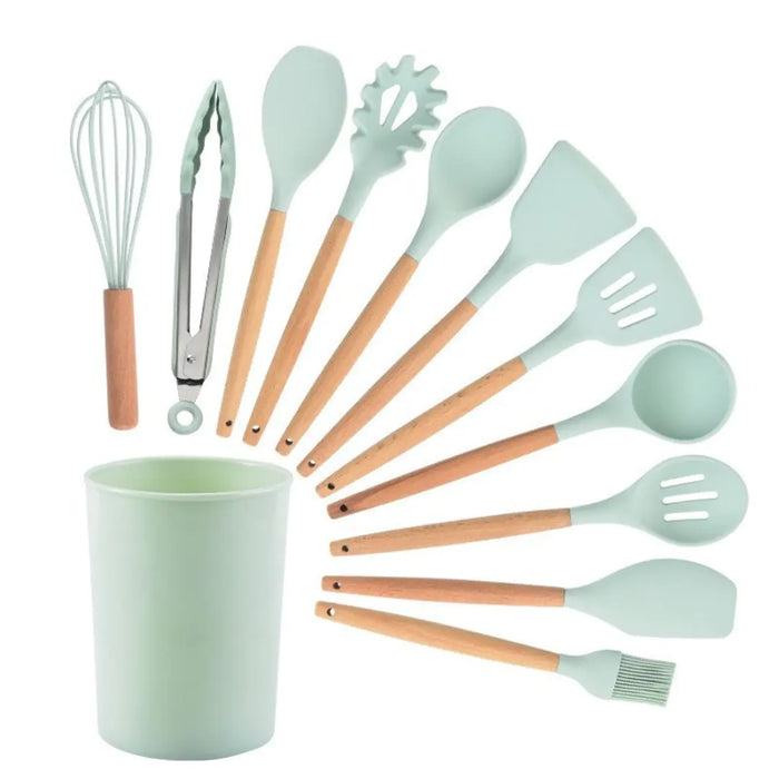 5/12pc Kitchen Utensil Set Wooden Handle